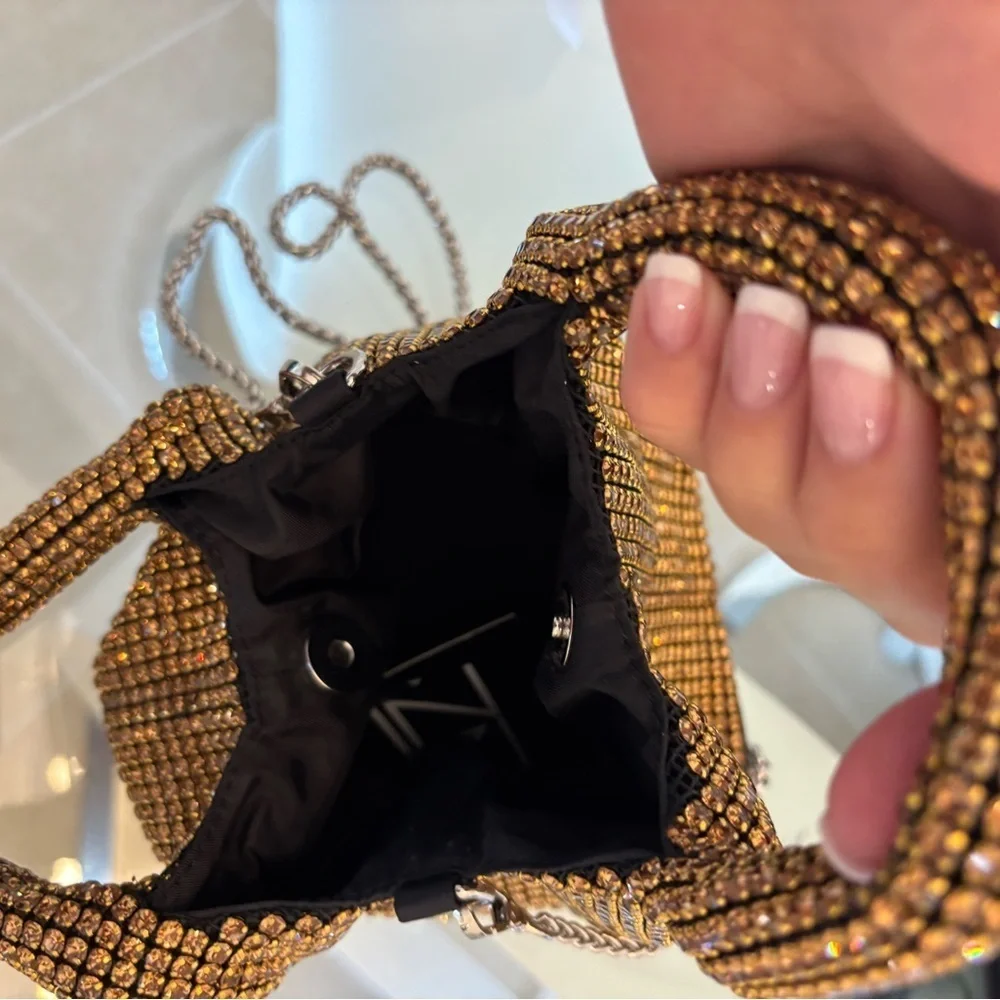 Gold Rhinestone Small wristlet, or Crossbody